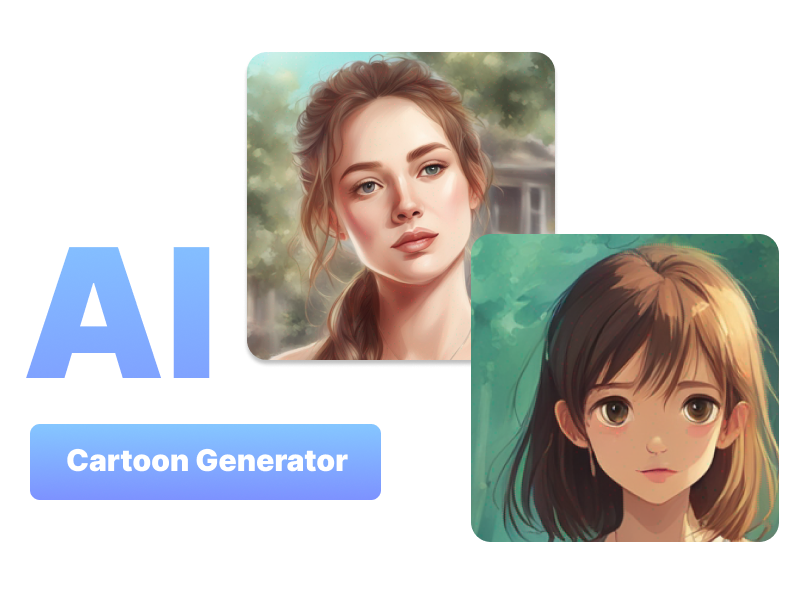 Two ai generated cartoon female portraits from ai cartoon generator