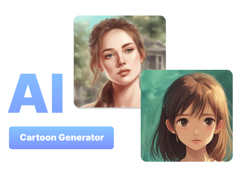 AI生成的两个卡通女性肖像画来自AI Cartoon Generator